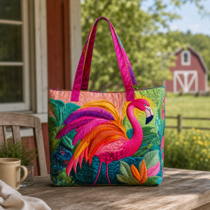 rooster-farmhouse_production-polyester-3dprint Rooster Farmhouse illustrated on a zippered tote bag