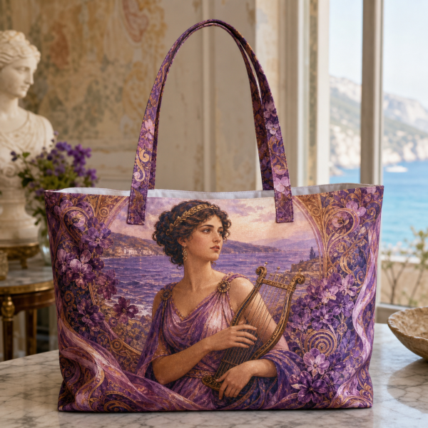 sappho Sappho illustrated on a zippered tote bag