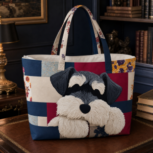 schnauzer-plaid__42x38_2000 Schnauzer Plaid illustrated on a zippered tote bag