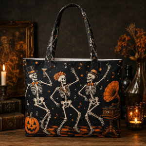 skeletondance-1 skeletondance illustration on a zippered tote bag