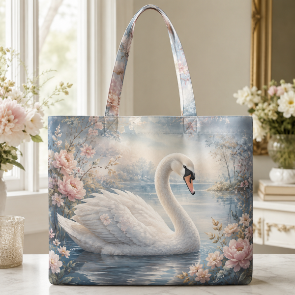 swan Swan illustrated on a zippered tote bag