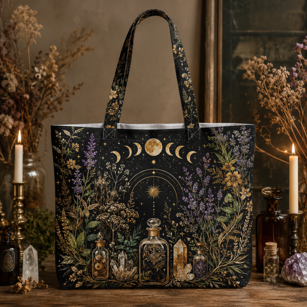 witchbotanics witchbotanics illustration on a zippered tote bag